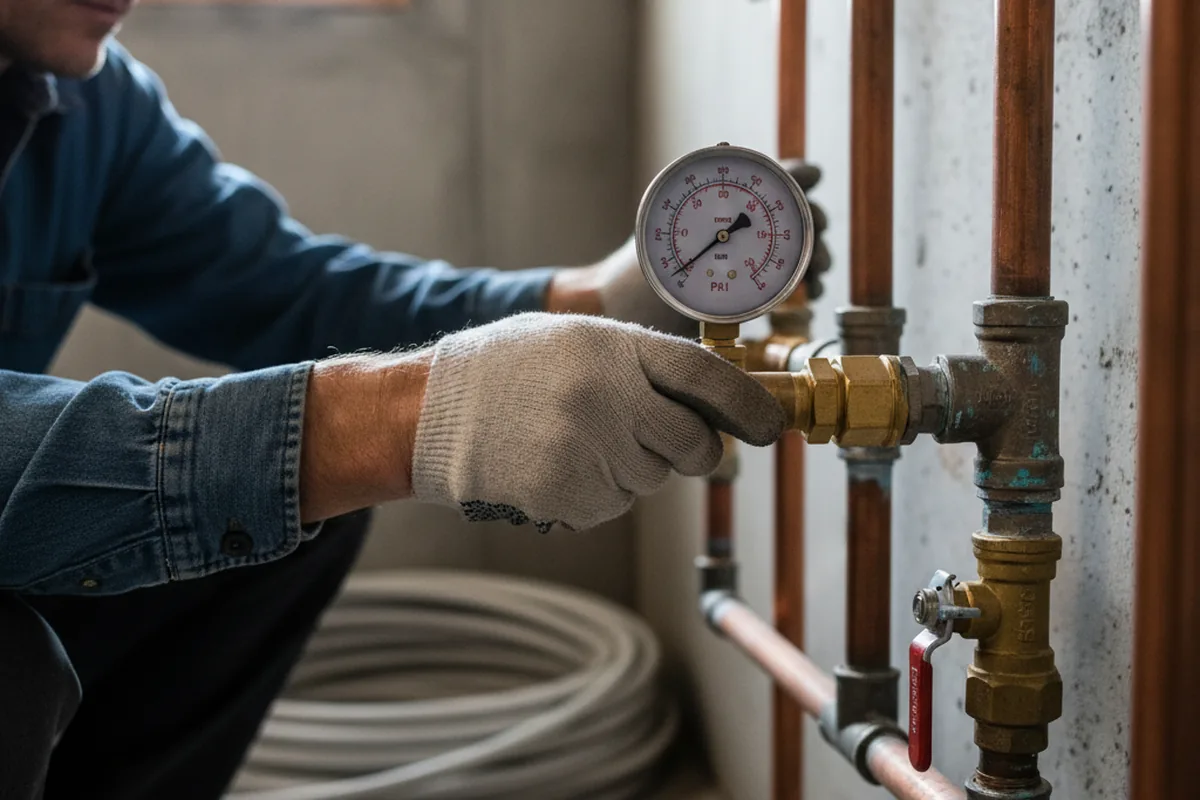 Pressure testing a repaired line during Water Line Repair in Vacaville